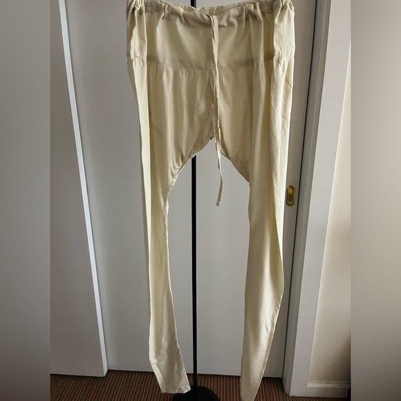 Yoga harem long tights pants chooridaar style drawstring handcrafted Ivory color - Picture 6 of 6